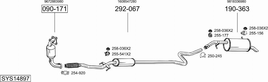 Bosal SYS14897 - Система випуску ОГ autocars.com.ua