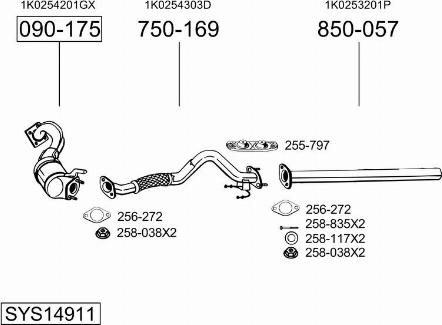 Bosal SYS14911 - Система випуску ОГ autocars.com.ua