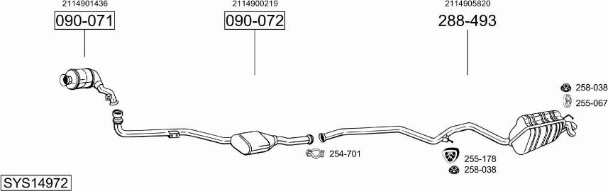 Bosal SYS14972 - Система випуску ОГ autocars.com.ua