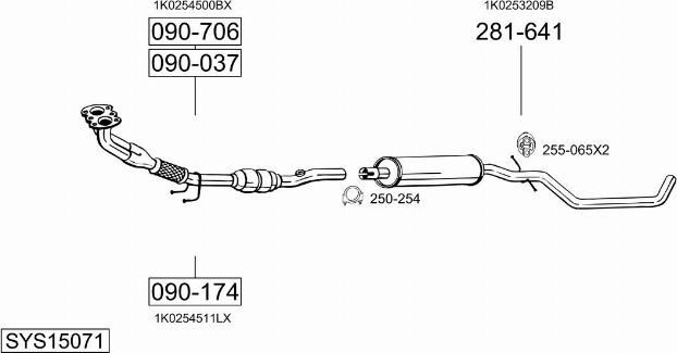 Bosal SYS15071 - Система випуску ОГ autocars.com.ua