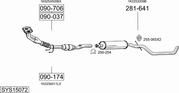 Bosal SYS15072 - Система випуску ОГ autocars.com.ua