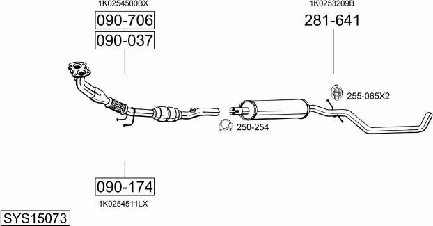 Bosal SYS15073 - Система випуску ОГ autocars.com.ua