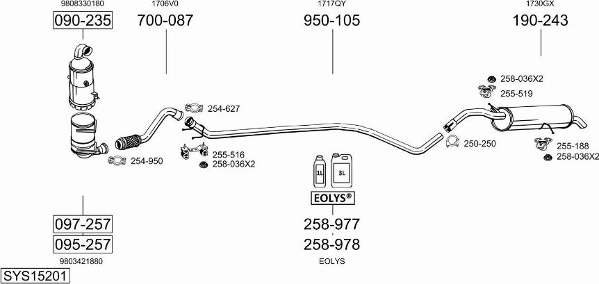 Bosal SYS15201 - Система випуску ОГ autocars.com.ua