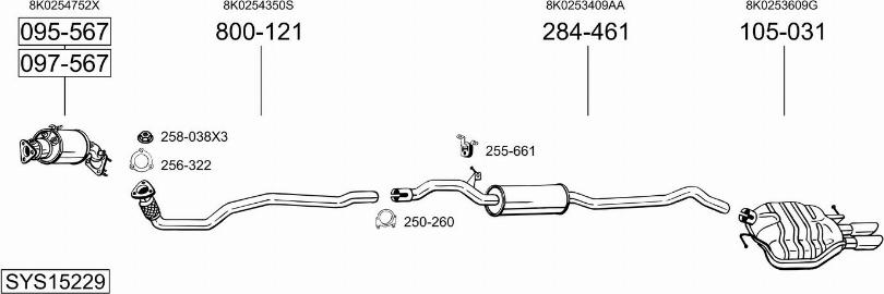Bosal SYS15229 - Система випуску ОГ autocars.com.ua