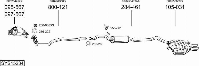 Bosal SYS15234 - Система випуску ОГ autocars.com.ua