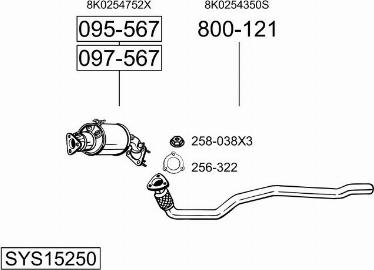 Bosal SYS15250 - Система випуску ОГ autocars.com.ua