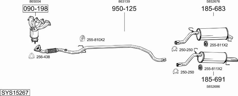 Bosal SYS15267 - Система випуску ОГ autocars.com.ua