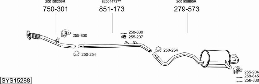 Bosal SYS15288 - Система випуску ОГ autocars.com.ua