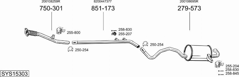 Bosal SYS15303 - Система випуску ОГ autocars.com.ua