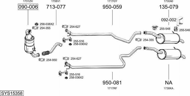 Bosal SYS15358 - Система випуску ОГ autocars.com.ua