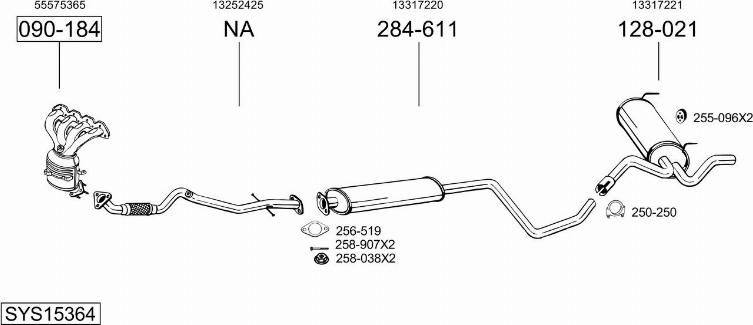 Bosal SYS15364 - Система випуску ОГ autocars.com.ua