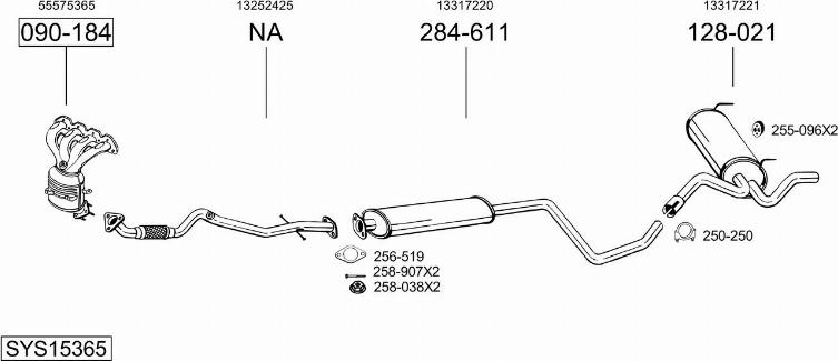 Bosal SYS15365 - Система випуску ОГ autocars.com.ua