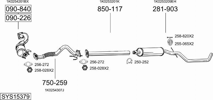 Bosal SYS15379 - Система випуску ОГ autocars.com.ua