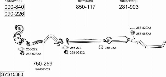 Bosal SYS15380 - Система выпуска ОГ avtokuzovplus.com.ua