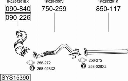 Bosal SYS15390 - Система випуску ОГ autocars.com.ua