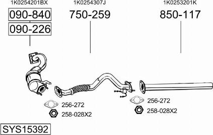 Bosal SYS15392 - Система випуску ОГ autocars.com.ua