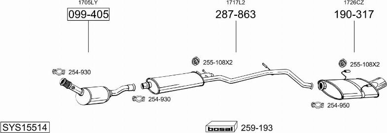 Bosal SYS15514 - Система випуску ОГ autocars.com.ua