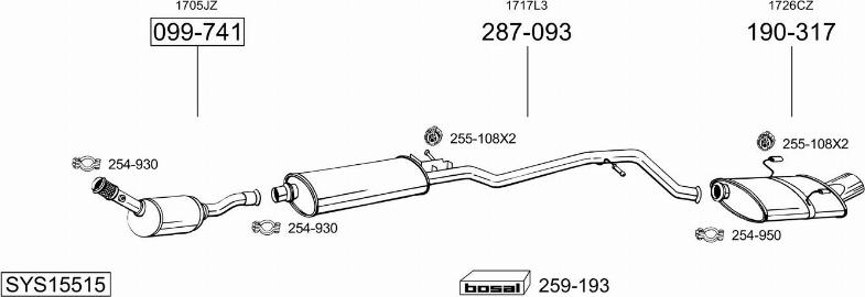 Bosal SYS15515 - Система випуску ОГ autocars.com.ua