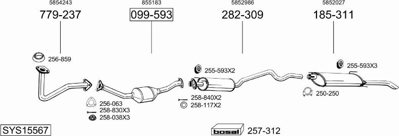 Bosal SYS15567 - Система випуску ОГ autocars.com.ua