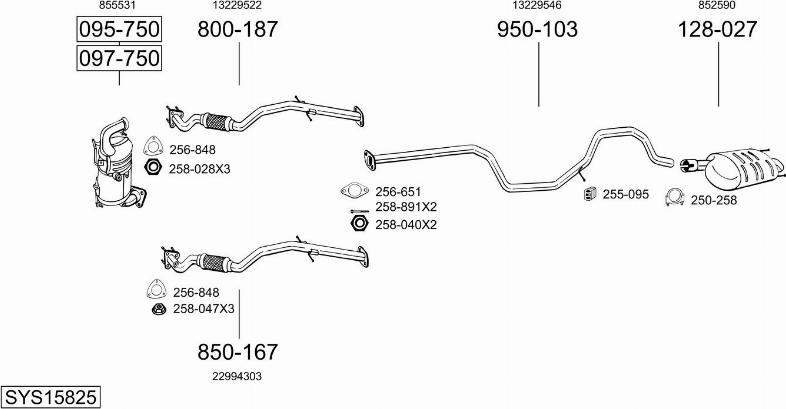 Bosal SYS15825 - Система випуску ОГ autocars.com.ua