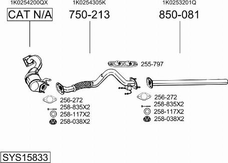 Bosal SYS15833 - Система випуску ОГ autocars.com.ua