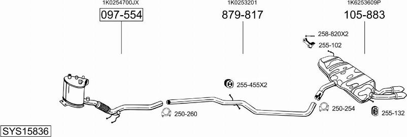 Bosal SYS15836 - Система випуску ОГ autocars.com.ua