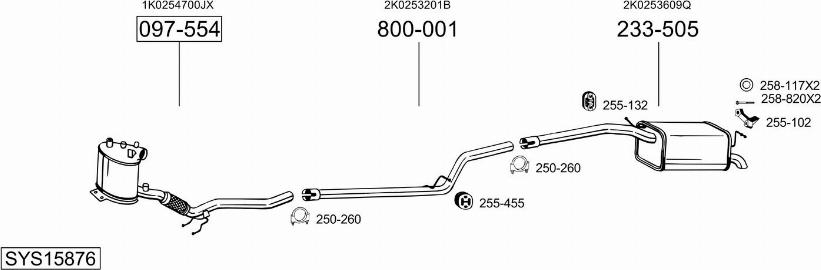 Bosal SYS15876 - Система випуску ОГ autocars.com.ua