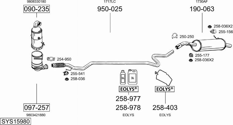 Bosal SYS15980 - Система випуску ОГ autocars.com.ua