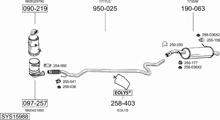 Bosal SYS15988 - Система випуску ОГ autocars.com.ua