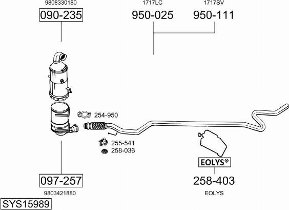 Bosal SYS15989 - Система випуску ОГ autocars.com.ua