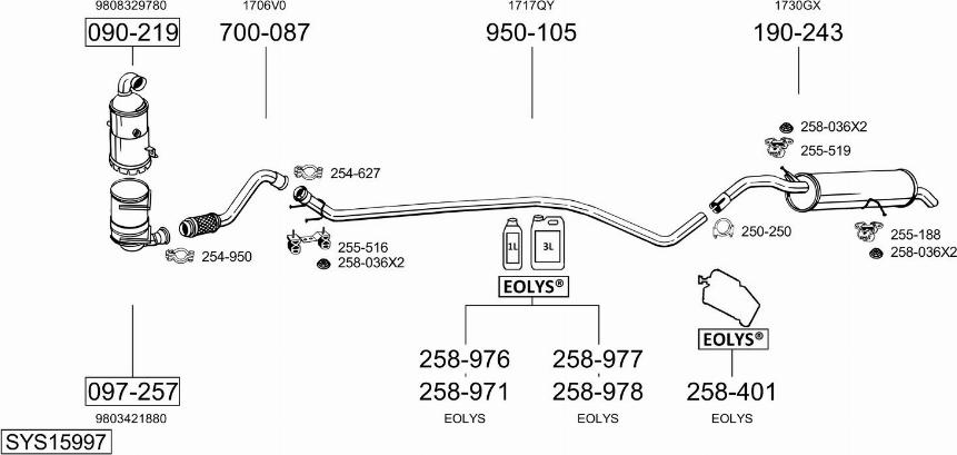 Bosal SYS15997 - Система выпуска ОГ avtokuzovplus.com.ua