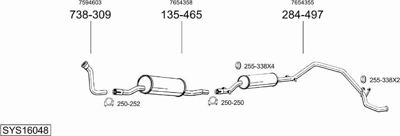 Bosal SYS16048 - Система випуску ОГ autocars.com.ua