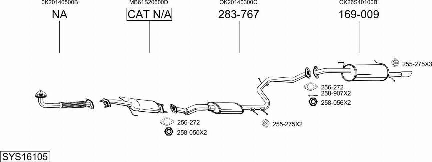 Bosal SYS16105 - Система випуску ОГ autocars.com.ua