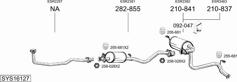 Bosal SYS16127 - Система випуску ОГ autocars.com.ua