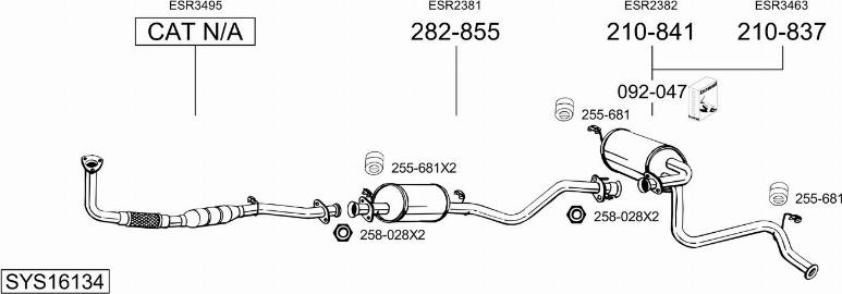 Bosal SYS16134 - Система випуску ОГ autocars.com.ua