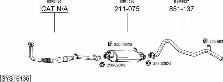 Bosal SYS16136 - Система випуску ОГ autocars.com.ua