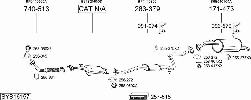 Bosal SYS16157 - Система випуску ОГ autocars.com.ua