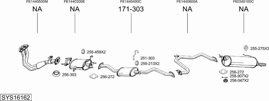 Bosal SYS16162 - Система випуску ОГ autocars.com.ua