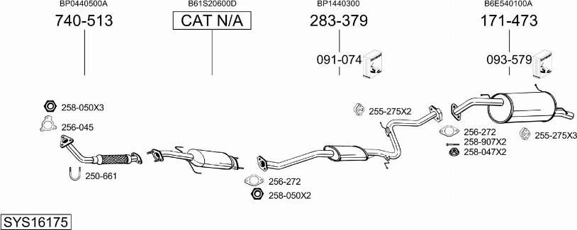 Bosal SYS16175 - Система випуску ОГ autocars.com.ua