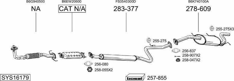 Bosal SYS16179 - Система випуску ОГ autocars.com.ua