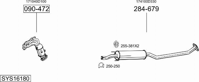 Bosal SYS16180 - Система випуску ОГ autocars.com.ua