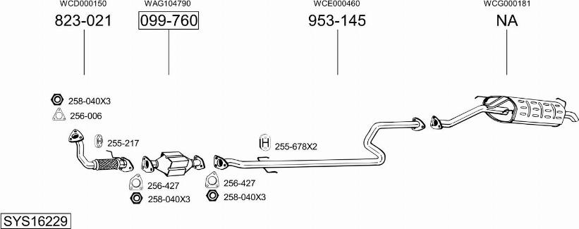 Bosal SYS16229 - Система випуску ОГ autocars.com.ua