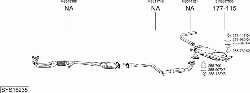 Bosal SYS16235 - Система випуску ОГ autocars.com.ua
