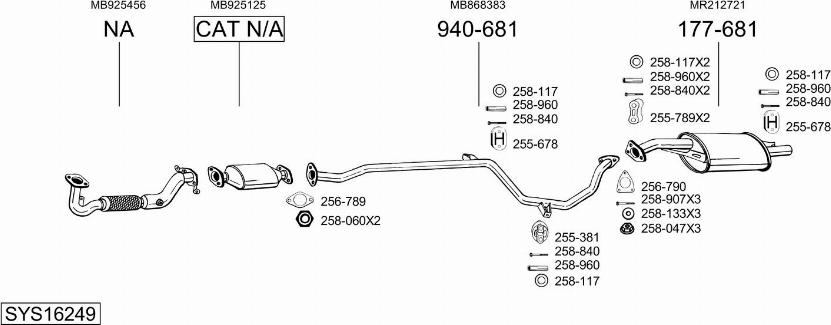 Bosal SYS16249 - Система випуску ОГ autocars.com.ua