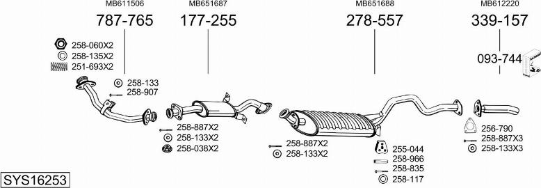 Bosal SYS16253 - Система випуску ОГ autocars.com.ua
