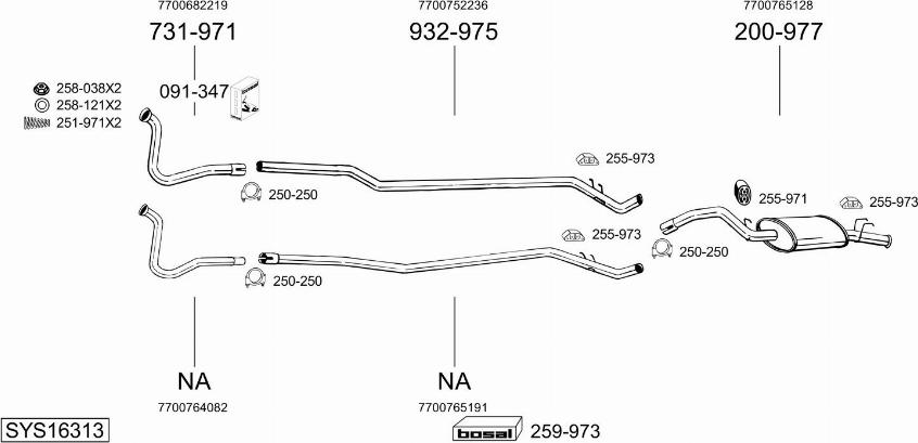 Bosal SYS16313 - Система випуску ОГ autocars.com.ua