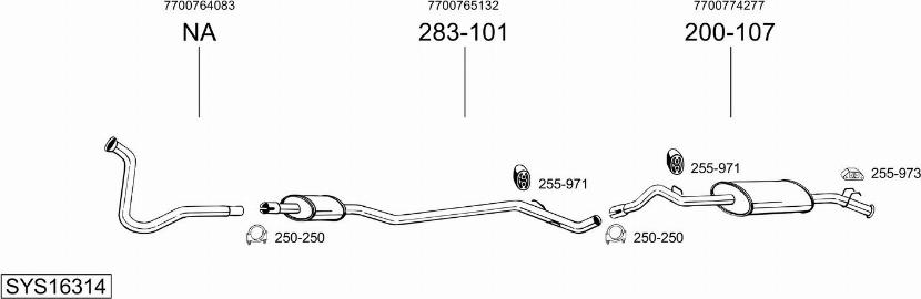 Bosal SYS16314 - Система випуску ОГ autocars.com.ua