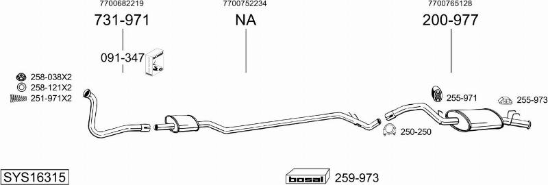 Bosal SYS16315 - Система випуску ОГ autocars.com.ua