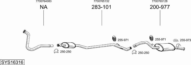 Bosal SYS16316 - Система випуску ОГ autocars.com.ua
