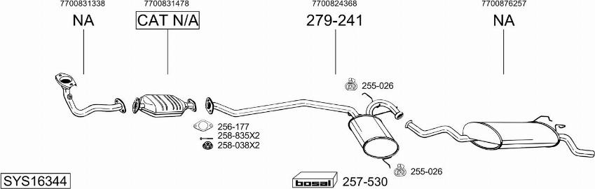 Bosal SYS16344 - Система випуску ОГ autocars.com.ua